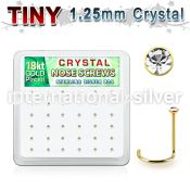 18w6xc box gold plated silver nose screws 1.25mm clear crystals