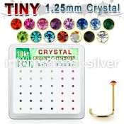 18w6xm box gold plated silver nose screws 1.25mm clear crystals