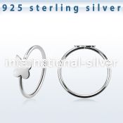 aghbt22 925 sterling silver seamless nose hoop ring butterfly