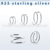 agspr22 925 silver spiral nose ring, 22g (0.6mm)