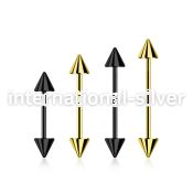 bbt20cn anodized 316l steel eyebrow barbell, 20g w 3mm cones