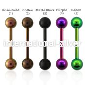 bbtt speacial color pvd 316l steel tongue barbell w 6mm ball