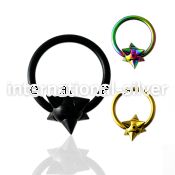 bcct14 hoops captive rings anodized surgical steel 316l ear lobe