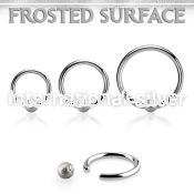 bcr16f4 steel captive bead ring, 16g w 4mm frosted ball