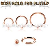 bcrr14f4 rose gold steel captive bead ring, 14g w 4mm frosted ball