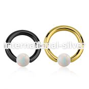 bcrt10o6 pvd plated 316l steel bcr 10g w 6mm synthetic opal ball
