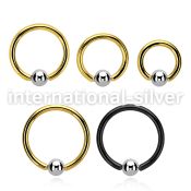 bcrtb4 hoops captive rings anodized surgical steel 316l ear lobe
