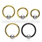 bcrtb5 hoops captive rings anodized surgical steel 316l ear lobe