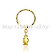 bcrts767 gold steel ball closure ring, 16g w dangling tulip 