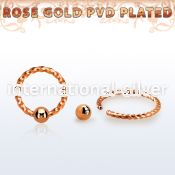 bcwtt18s rose gold plated steel ball closure ring w twisted wire