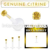 bioflex labret with push in 10kt gold w prong citrine