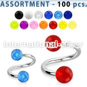 blk269 spirals twisters surgical steel 316l with acrylic parts eyebrow