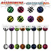 blk321 straight barbells surgical steel 316l with acrylic parts tongue