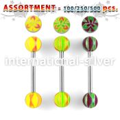 blk326 straight barbells surgical steel 316l with acrylic parts tongue