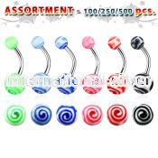 blk332 belly rings surgical steel 316l with acrylic parts belly button