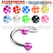 blk381 spirals twisters surgical steel 316l with acrylic parts eyebrow