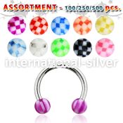 blk383 horseshoes surgical steel 316l with acrylic parts belly button