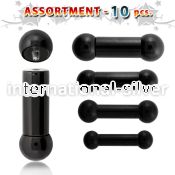 blk389 straight barbells anodized surgical steel 316l tongue