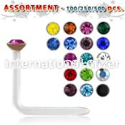 blk422 l shape nose studs acrylic body jewelry nose