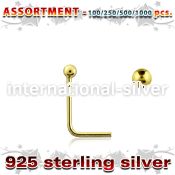 blk461 l shape nose studs silver 925 nose