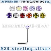 blk463 l shape nose studs silver 925 nose