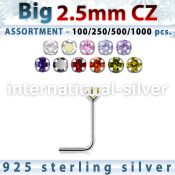 blk523 l shape nose studs silver 925 nose