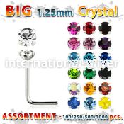 blk529 l shape nose studs silver 925 nose
