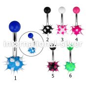 bncsh belly rings surgical steel 316l with acrylic parts belly button
