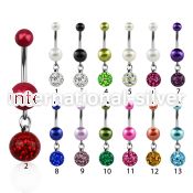 bndpr9 belly rings surgical steel 316l with acrylic parts belly button