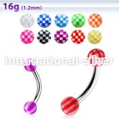 bnebck micro curved barbells surgical steel 316l with acrylic parts eyebrow