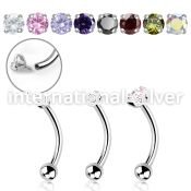 bneczin steel curvedbarbell cz prong set plain ball internal
