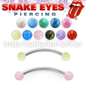 bneop3l steel curved barbell 3mm opal balls