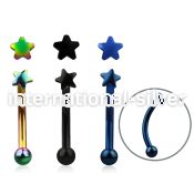 bnetsr anodize 316l steel eyebrow banana with crystal star top