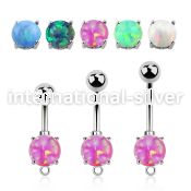 bnrdoh surgical steel belly button curved barbell opal