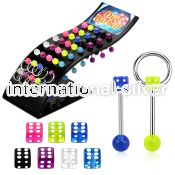 brdi straight barbells surgical steel 316l with acrylic parts ear lobe