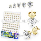 brestzr3 gold pvd plating steel ear studs 2mm 6mm cz 36