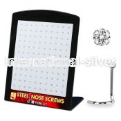 brs118 display w 316l steel nose bones, 20g w 1.5mm round cz