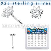 bxbufc36 silver nose bones 22g butterfly clear gems 36