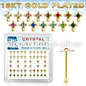 bxcrmg 18k gold plated silver nose bones with color cross