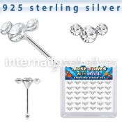 bxcuac36 silver nose bones 22g clear gems curved 36