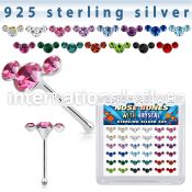 bxcuam36 silver nose bones 22g gems colors 36
