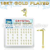 bxdpcg 18k gold plated silver nose bones with clear dolphin