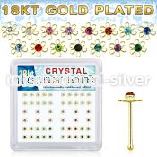 bxfl2mg 18k gold plated silver nose bones with color flower