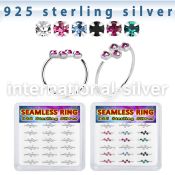bxnhmx1 silver seamless nose ring hoop 22g four gems 18