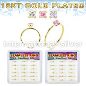 bxnhmx4g 18 k plated silver seamless nose ring 22g square 18