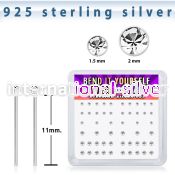 bxnymc8 silver bend it to fit nose studs 22g clear 52