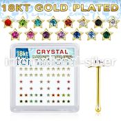 bxsr2mg 18k gold plated silver nose bones with color star