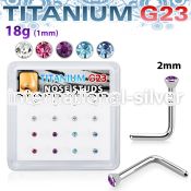bxunl2 titanium l shaped nose studs colors press fit 16pcs