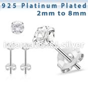 czrdmpt one pair platinum plating silver earring studs cz