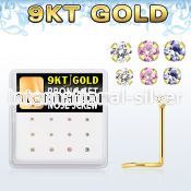 d9gsc12 l shape nose studs gold nose